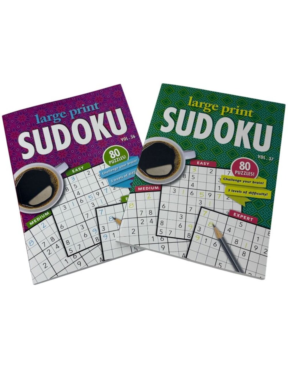 Large Print Sudoku 2 Pack Puzzle Books Vol 36 37 New
